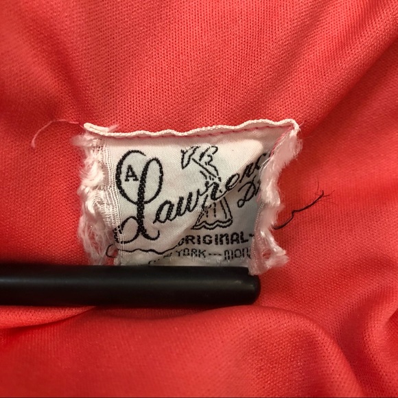 Vintage Coral Satin Cocktail Formal Dress - Picture 8 of 8